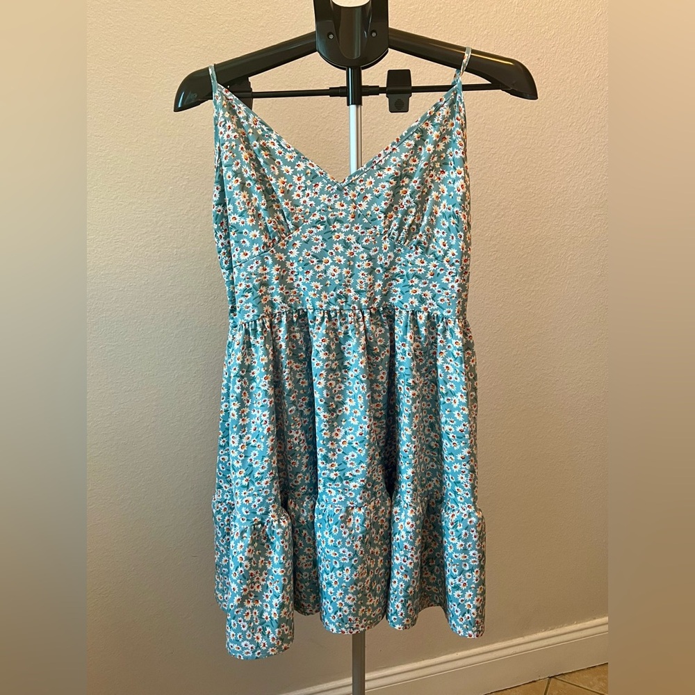 SHEIN Blue Floral Spaghetti-Strap Sundress